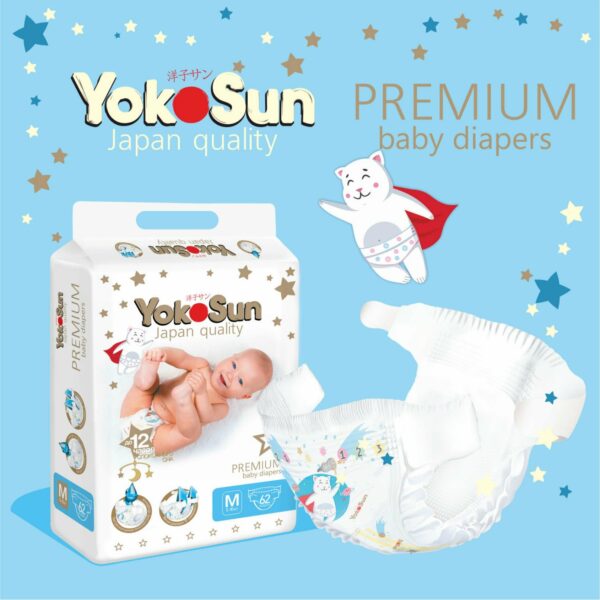 Подгузники YokoSun Premium M (5-10кг) 62 шт 6