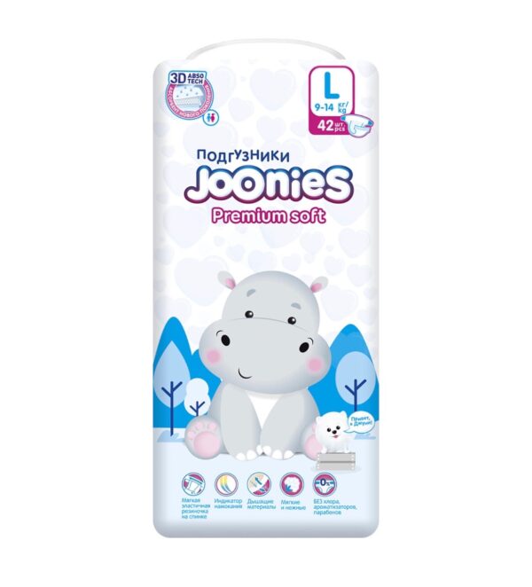 Подгузники Joonies Premium L (9-14кг.) 42 шт. 1
