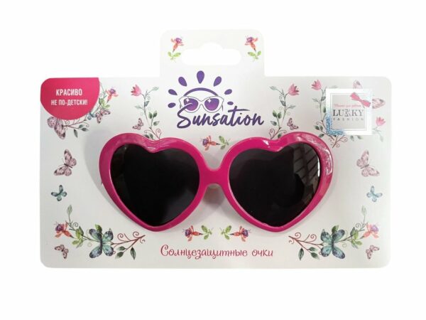 Солнцезащитные очки "Сердечки" оправа ярко-розовая 1