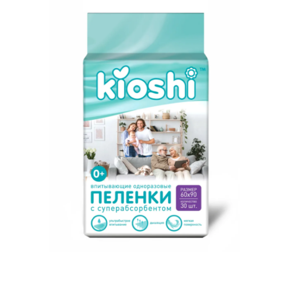 Пеленки впитывающие Kioshi одноразовые 60*90 30 шт 1