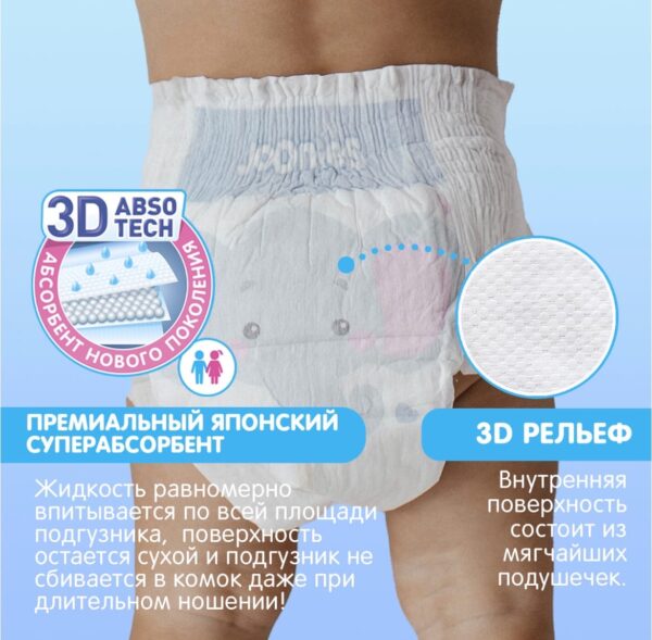 Подгузники Joonies Premium S (3-6 кг) 64 шт. 4