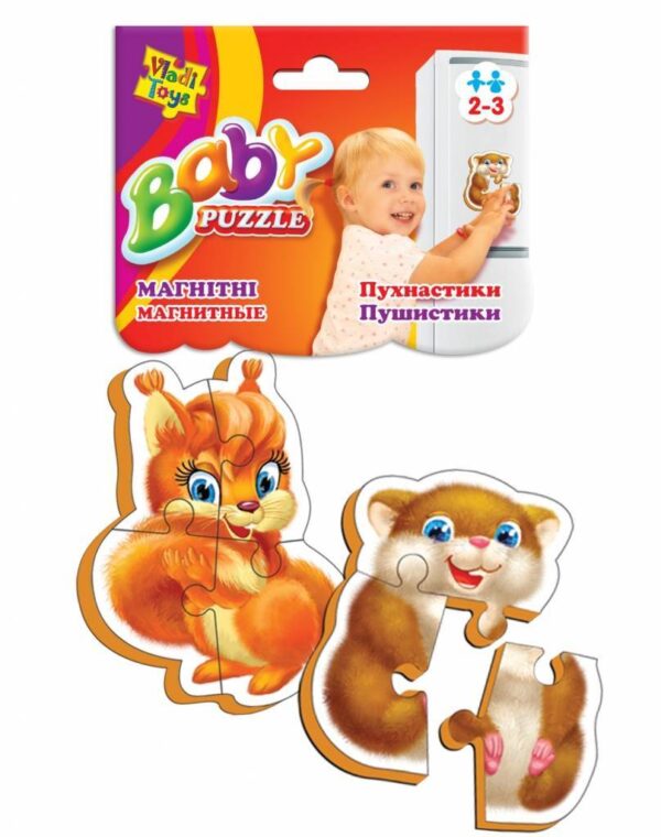 Мягкие магнитные Baby Puzzle Пушистики 2 картинки, 8 элементов 1