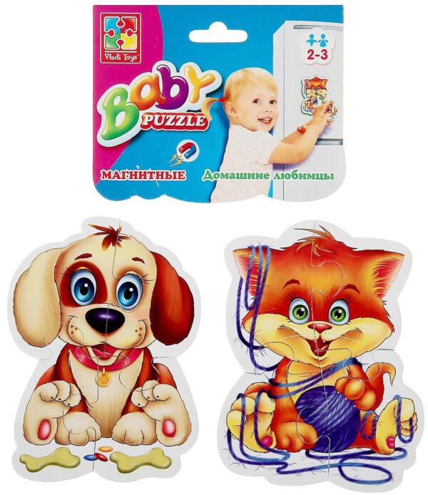 Мягкие магнитные Baby Puzzle Домашние любимцы 2 картинки, 8 элементов 1