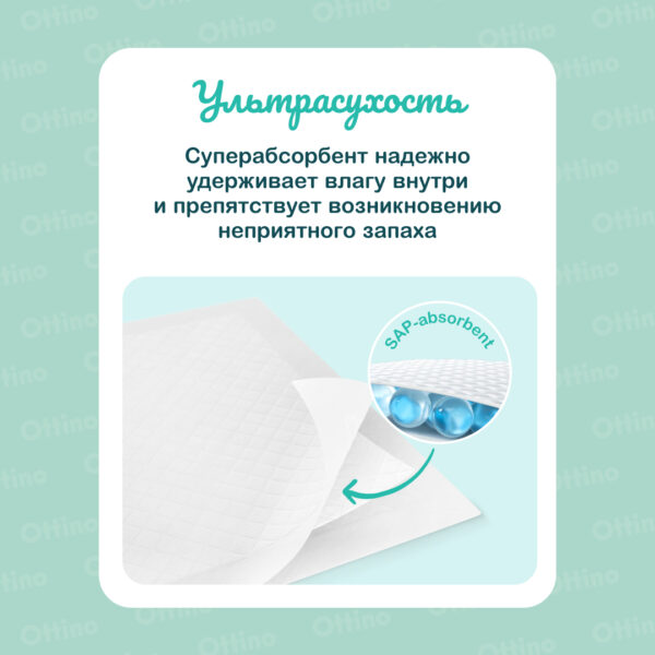 Пеленки OTTINO одноразовые 60*60 10 штук 2