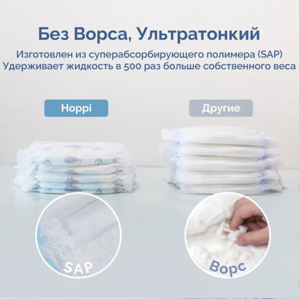 Подгузники детские Hoppi AirDream, Размер S, 4-8кг, 56шт — изображение 3