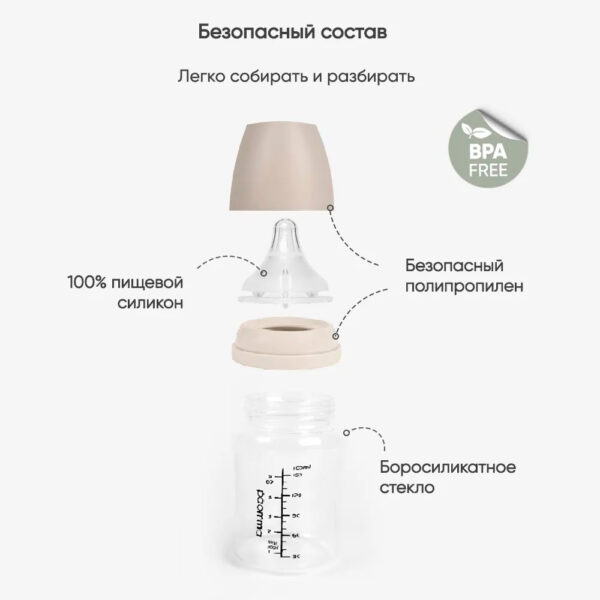 Стеклянная бутылочка Paomma, 160 мл, Almond milk — изображение 2