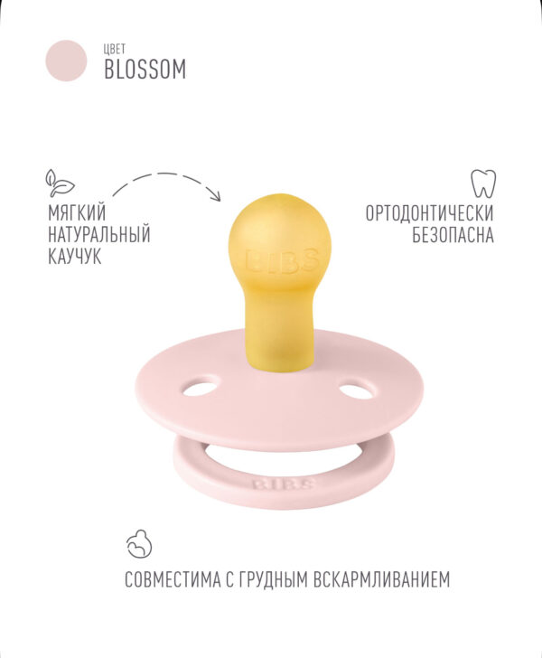 Соска пустышка BIBS латексная классическая Colour Blossom 0+ месяцев 2