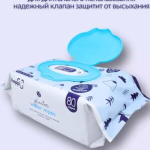 Салфетки детские влажные Hoppi с ледниковой водой 80 шт