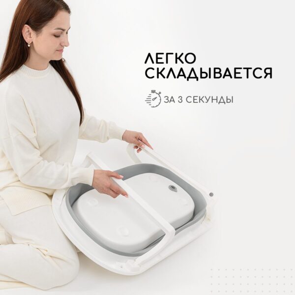 Ванночка для новорожденных Miyoumi с матрасиком и термометром складная - Cloud 8