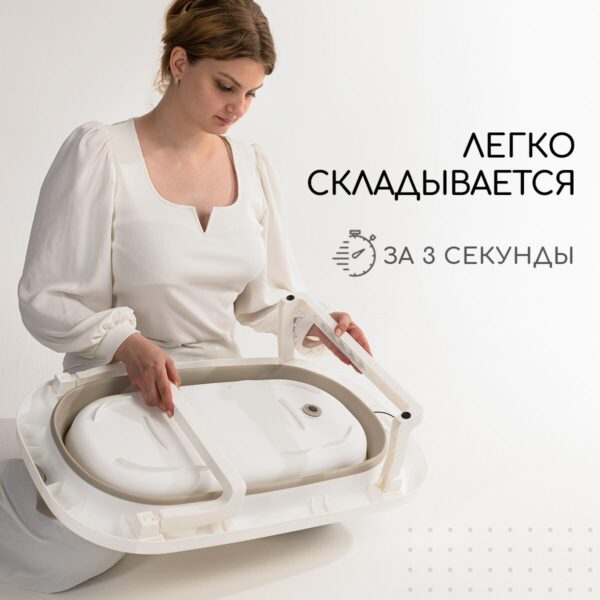 Ванночка для новорожденных Miyoumi с термометром складная - Sand 2
