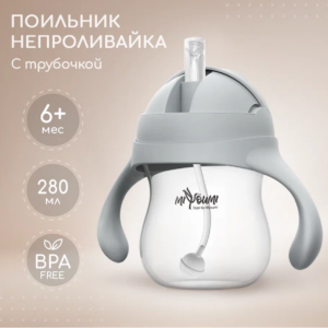Поильник-непроливайка с трубочкой Miyoumi, 280мл, Cloud