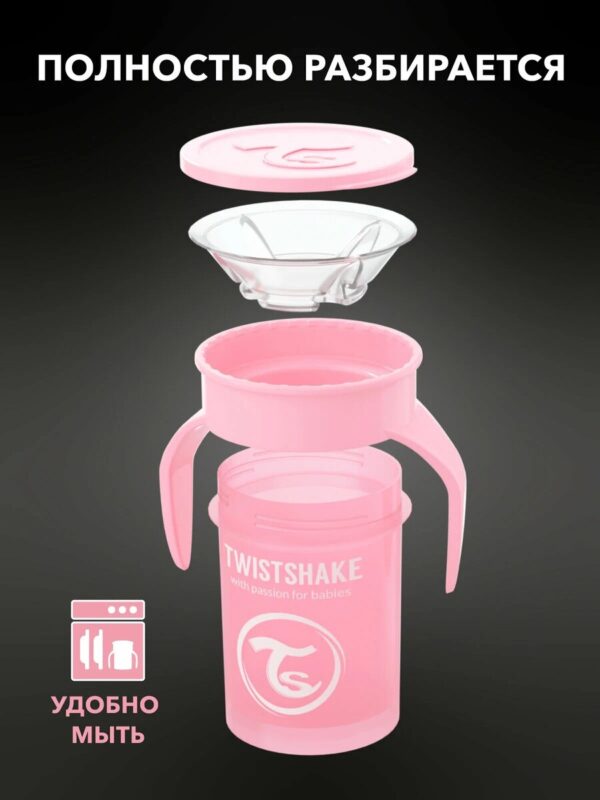 Поильник Twistshake 360 cup 230 мл.Пастельный розовый (Pastel Pink) — изображение 2