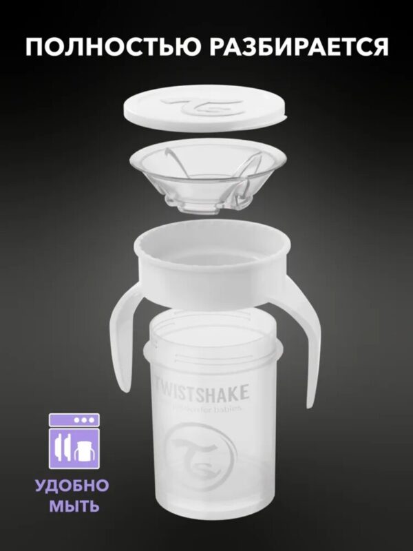 Поильник Twistshake 360 cup 230 мл.Белый (White) — изображение 8