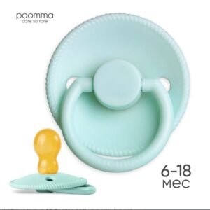 Пустышка Paomma с соской из натурального латекса, S (6-18 мес), Milk mint