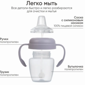 Paomma Поильник-непроливайка, 180 мл / цвет Light grey