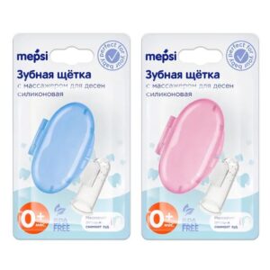 Mersi Зубная щетка силиконовая на палец с футляром, 0+ в ассортименте
