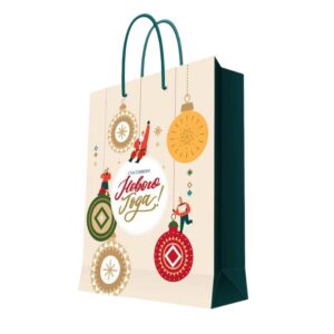 Пакет подарочный, Новогодние шары, 26х32,4х12,7 см.