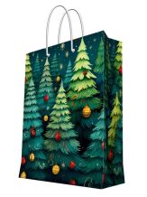 Пакет подарочный, Новогодний лес, 26х32,4х12,7 см