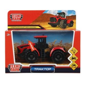 Технопарк Трактор красный, свет-звук, 13 см, инерция