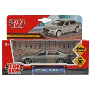 Машина металл BMW 760li 11,4 см, инерция, темно-синий (темно-серый)
