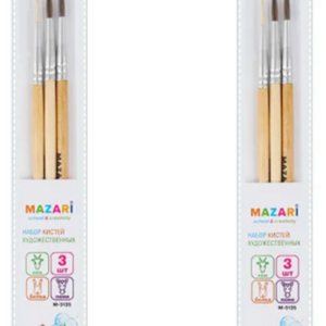 Набор кистей худоственных,3 шт(коза,пони,белка) круглые