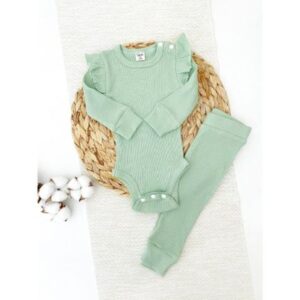 Комплект Carrot "Диво" (боди с рюшами+штанишки) 12-18 мес,80-86см, светло-зеленый